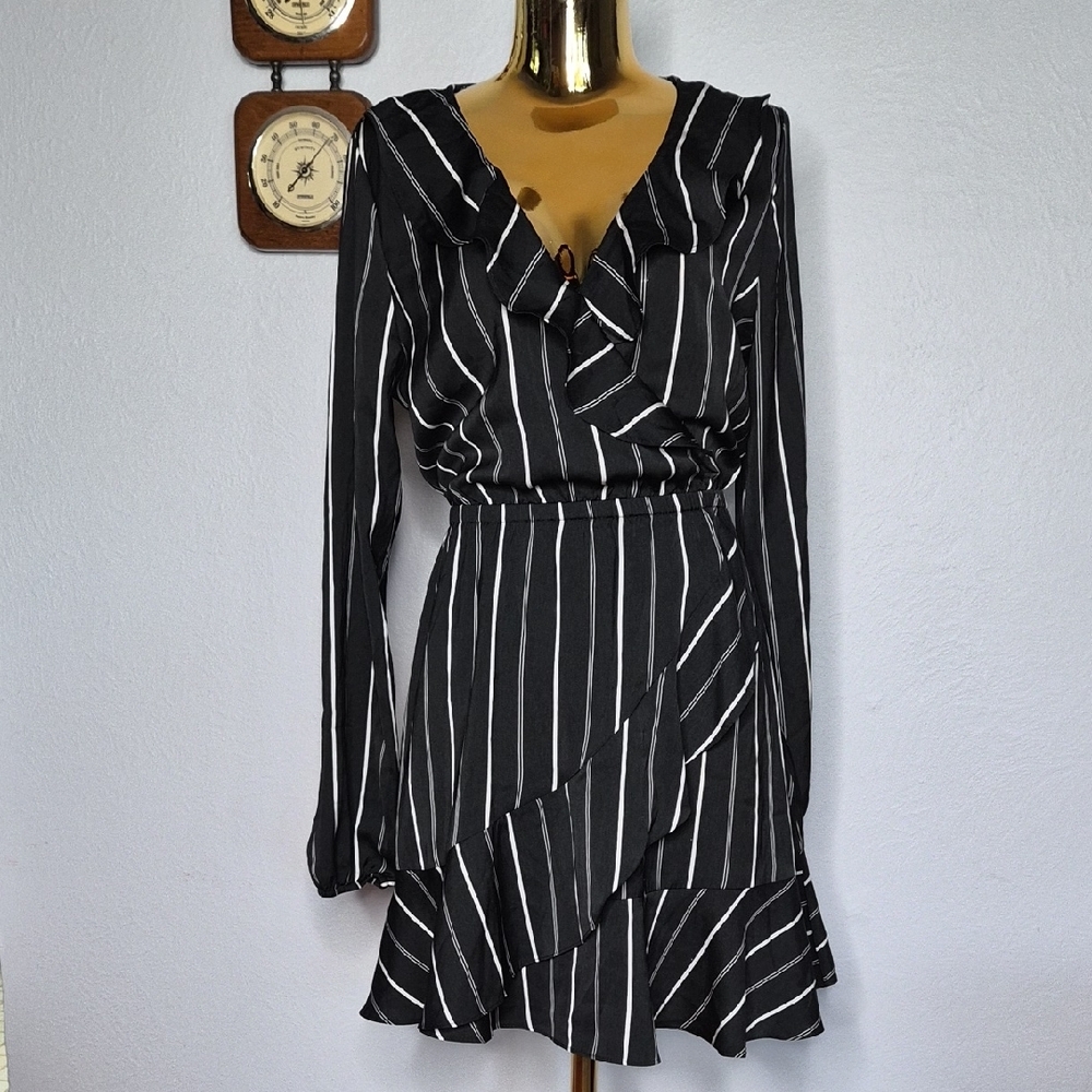 Black and White Striped Women's Dress